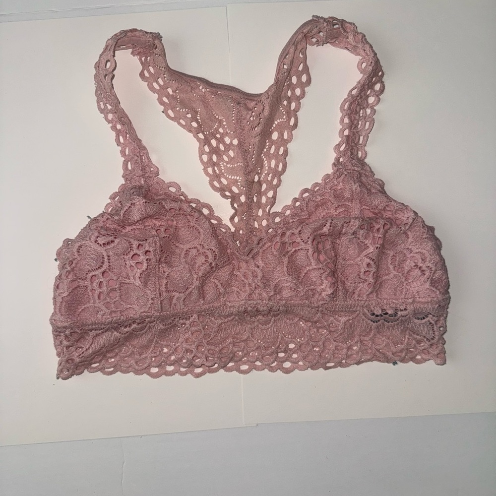 Aerie Pink Lace Longline Bralette